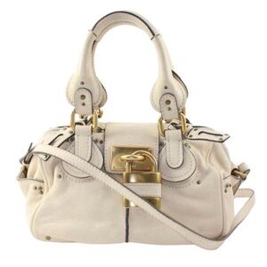CHLOE PADDINGTON Small Ivory Leather Bag Removable Strap Lock and Key NWOT